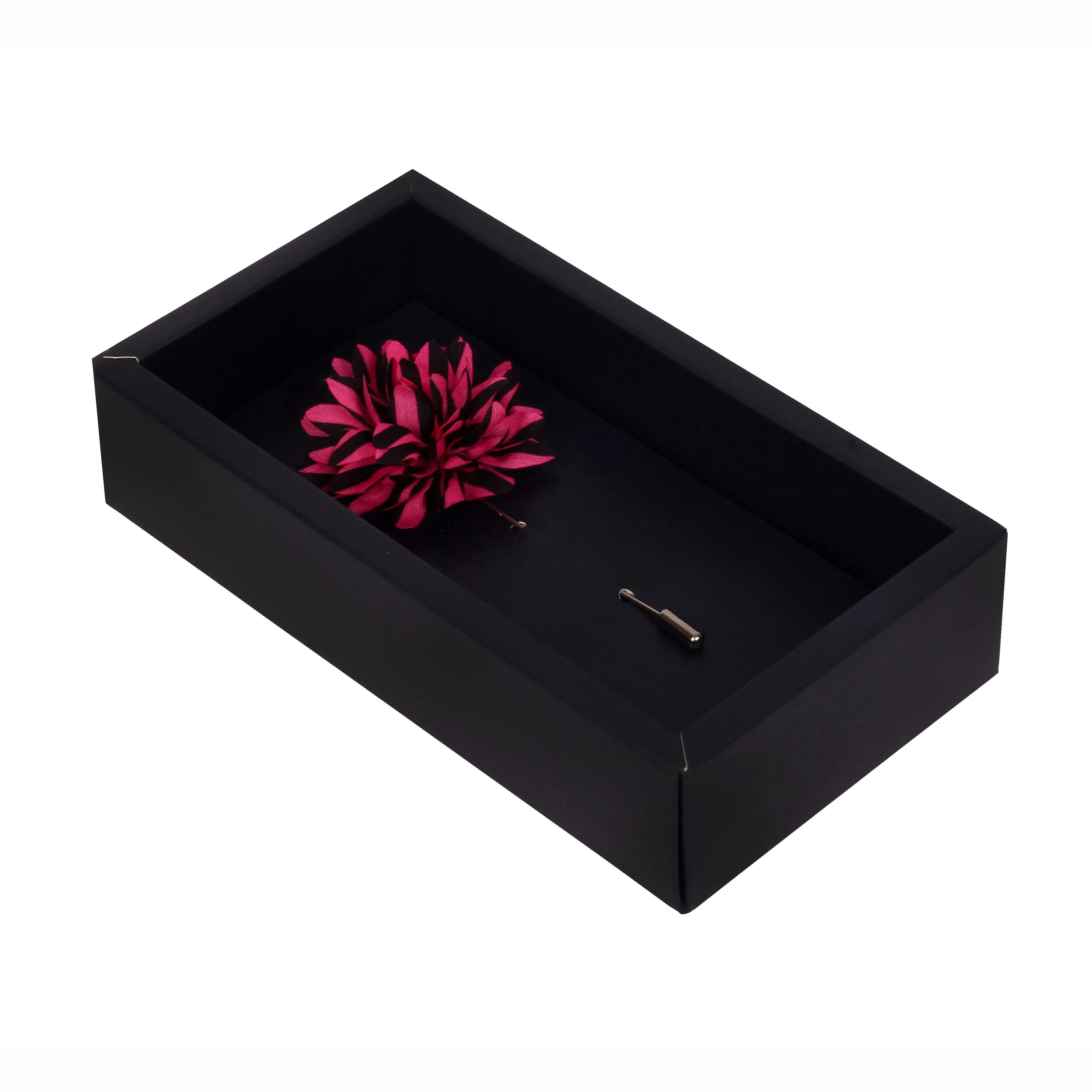 Peluche Striped Petals Pink, Black Brooch Lapel Pin