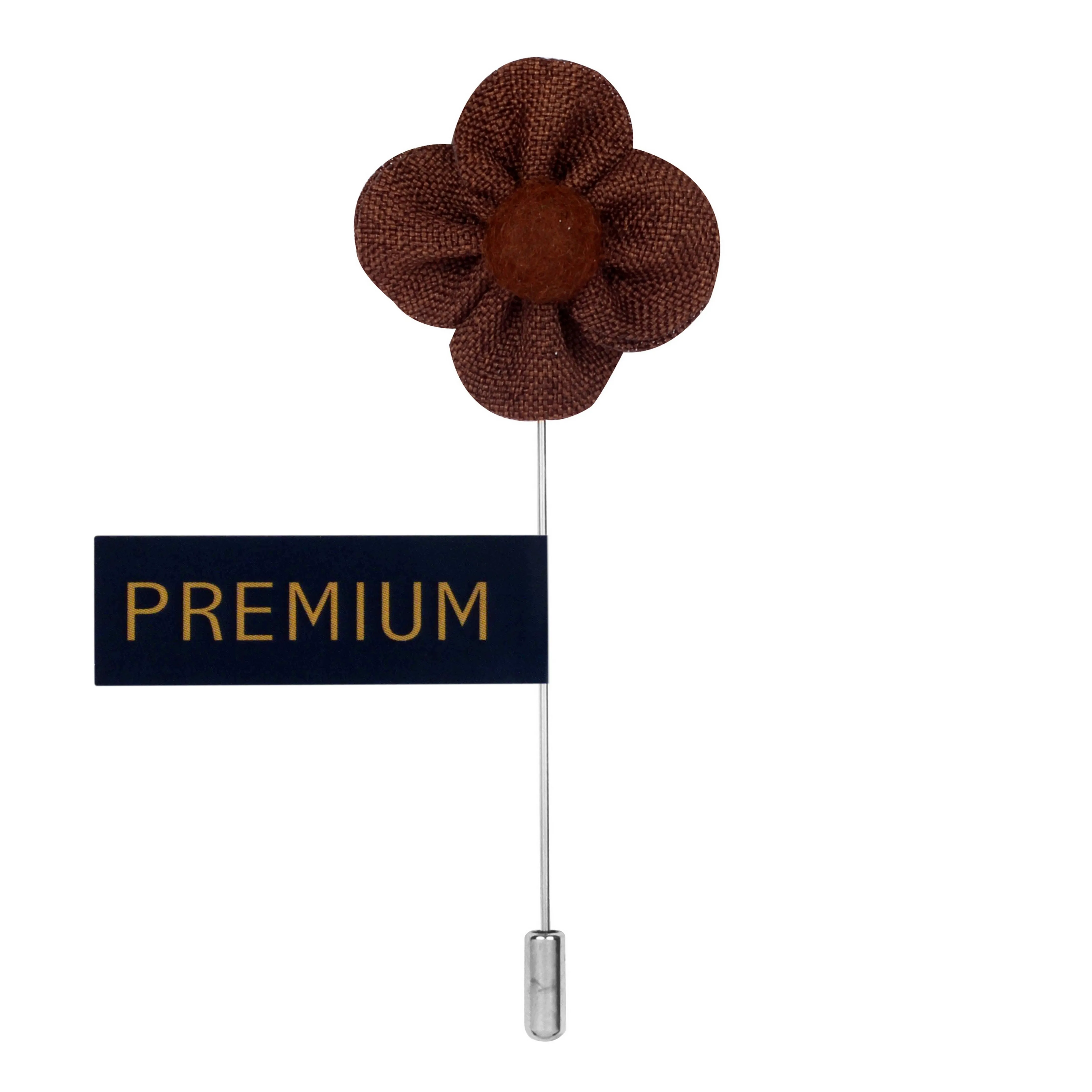 Peluche The Four Petal Classic Flower Brown Brooch Lapel Pin