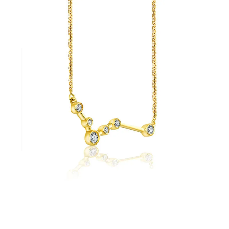 Pisces Zodiac Constellation Necklace 18k Gold & Diamond