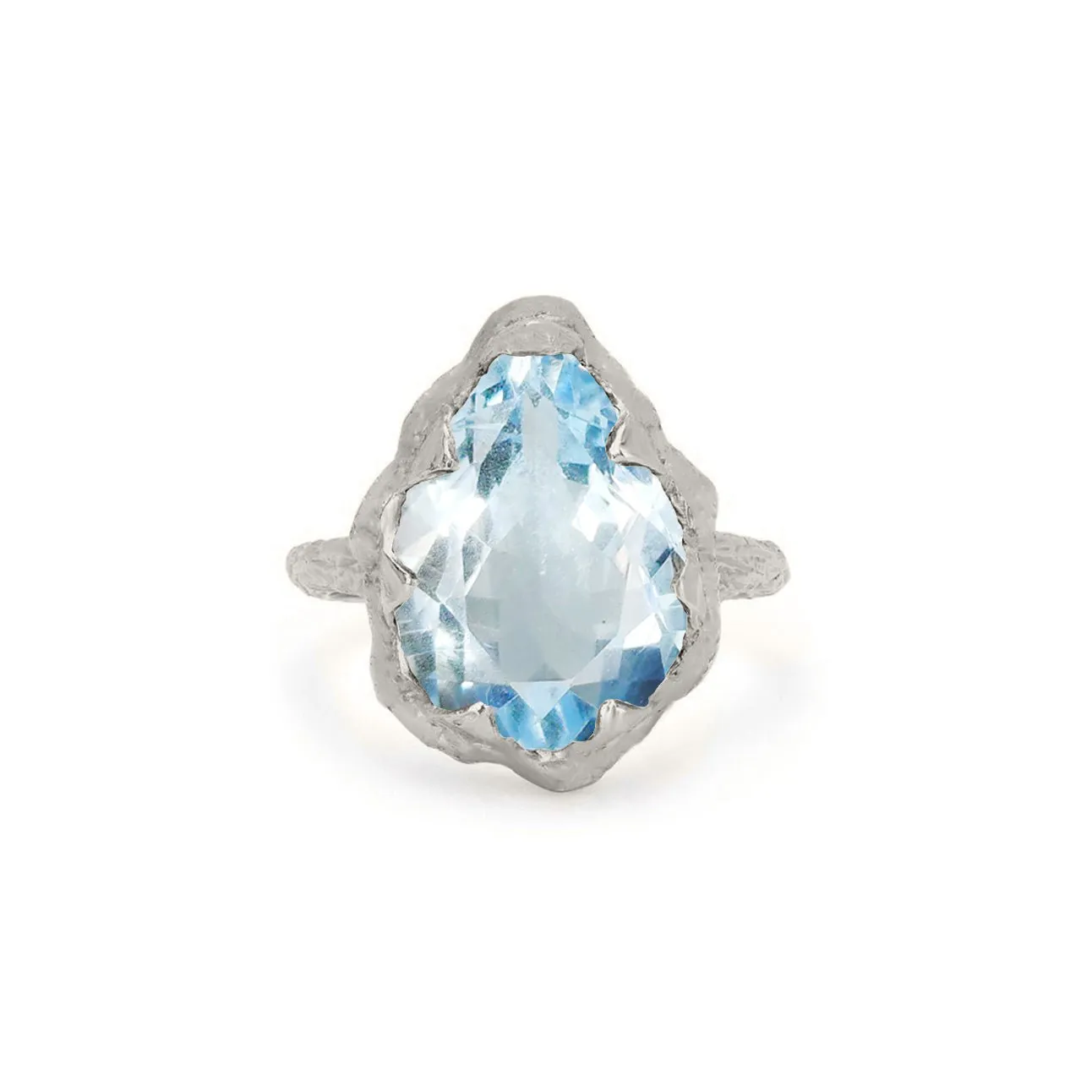 Queen Water Drop Aquamarine Solitaire Ring