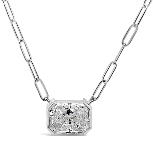 Radiant cut Diamond Solitaire Necklace