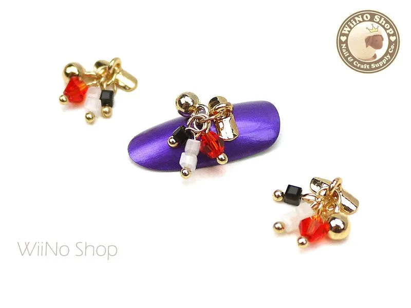 Red Jewel Nail Art Dangle Charm - 2 pcs