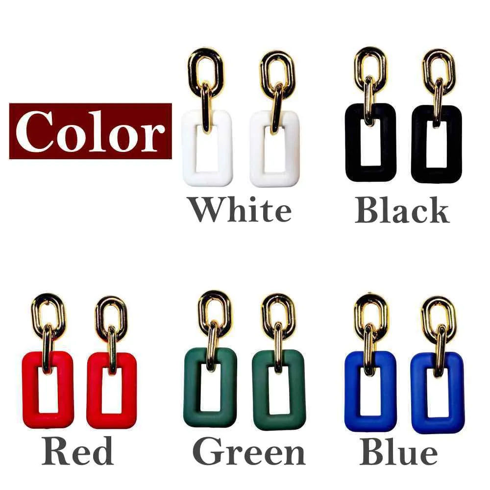 Red/Black/White/Green/Blue & Gold Rectangular Invisible Clip On Hoop Screw-Back Earrings