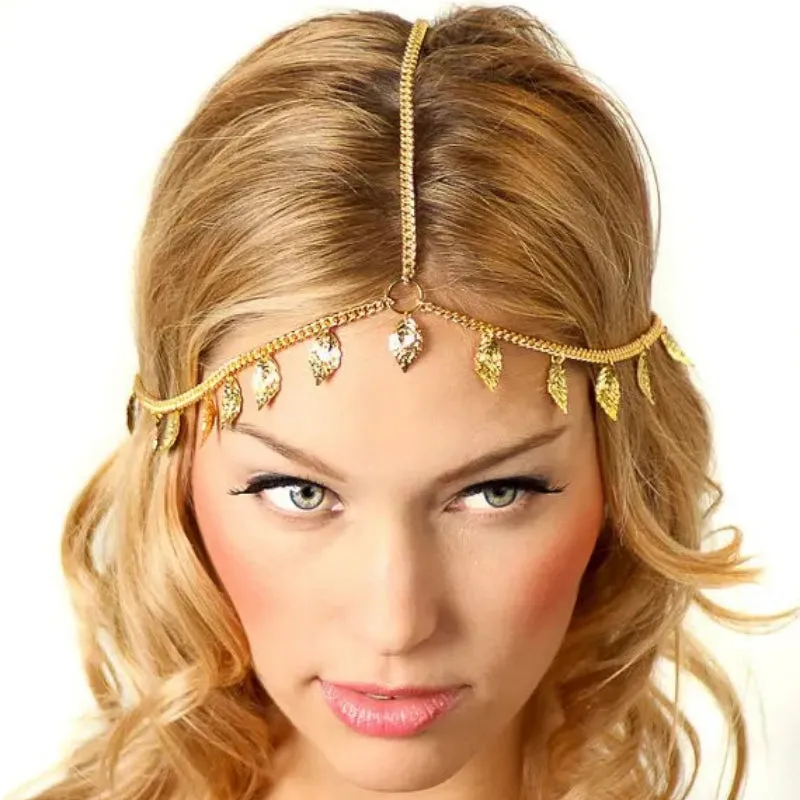 Rhinestone Bejeweled Bohemian Goddess Head Chain Tiara Jewelry