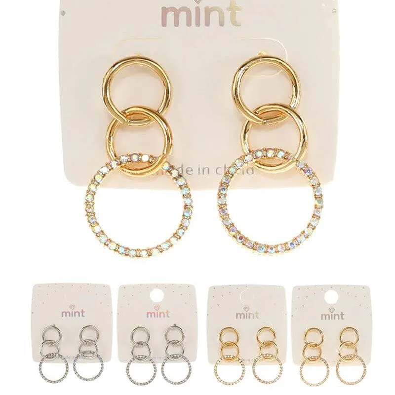 Rhinestone Drop Earrings 47244 ( 12 units )