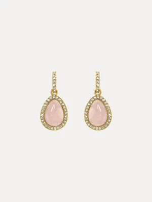 Rose Quartz Cabochon Drop Earrings