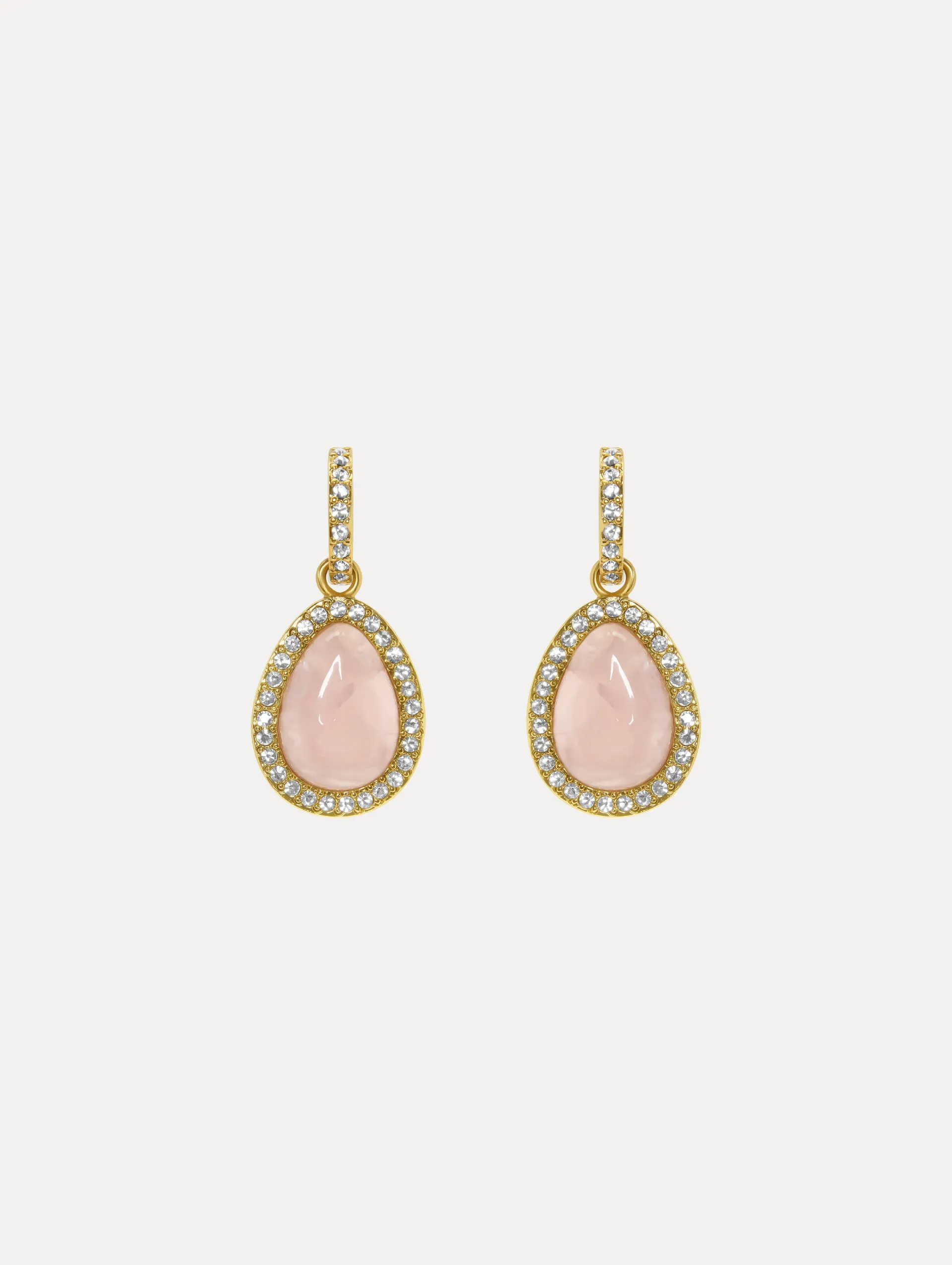 Rose Quartz Cabochon Drop Earrings