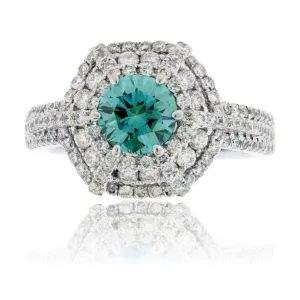 Round Blue Diamond & Diamond Decorative Ring