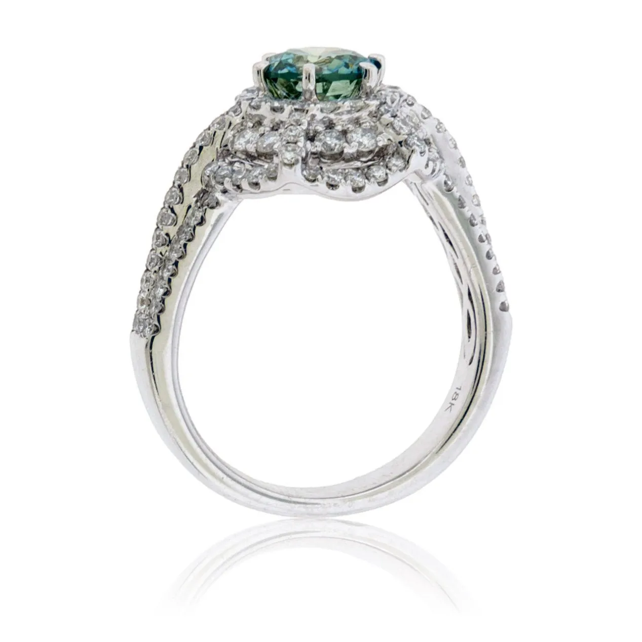 Round Blue Diamond & Diamond Decorative Ring