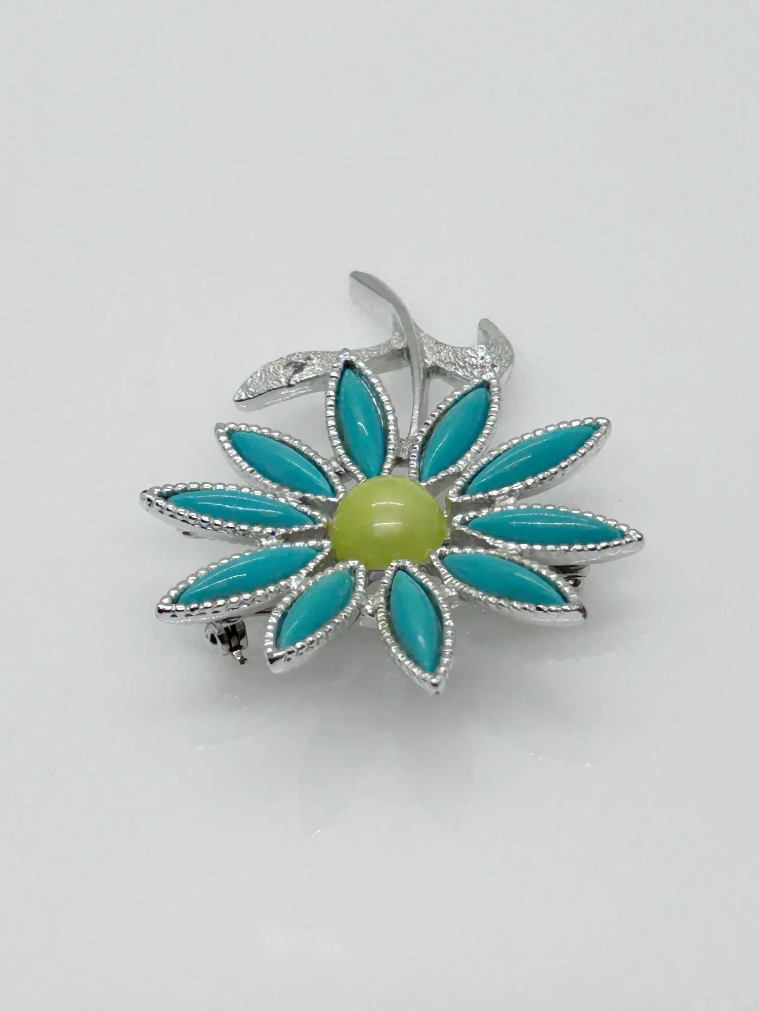 Sarah Coventry Cheerful Teal Petals Flower Brooch