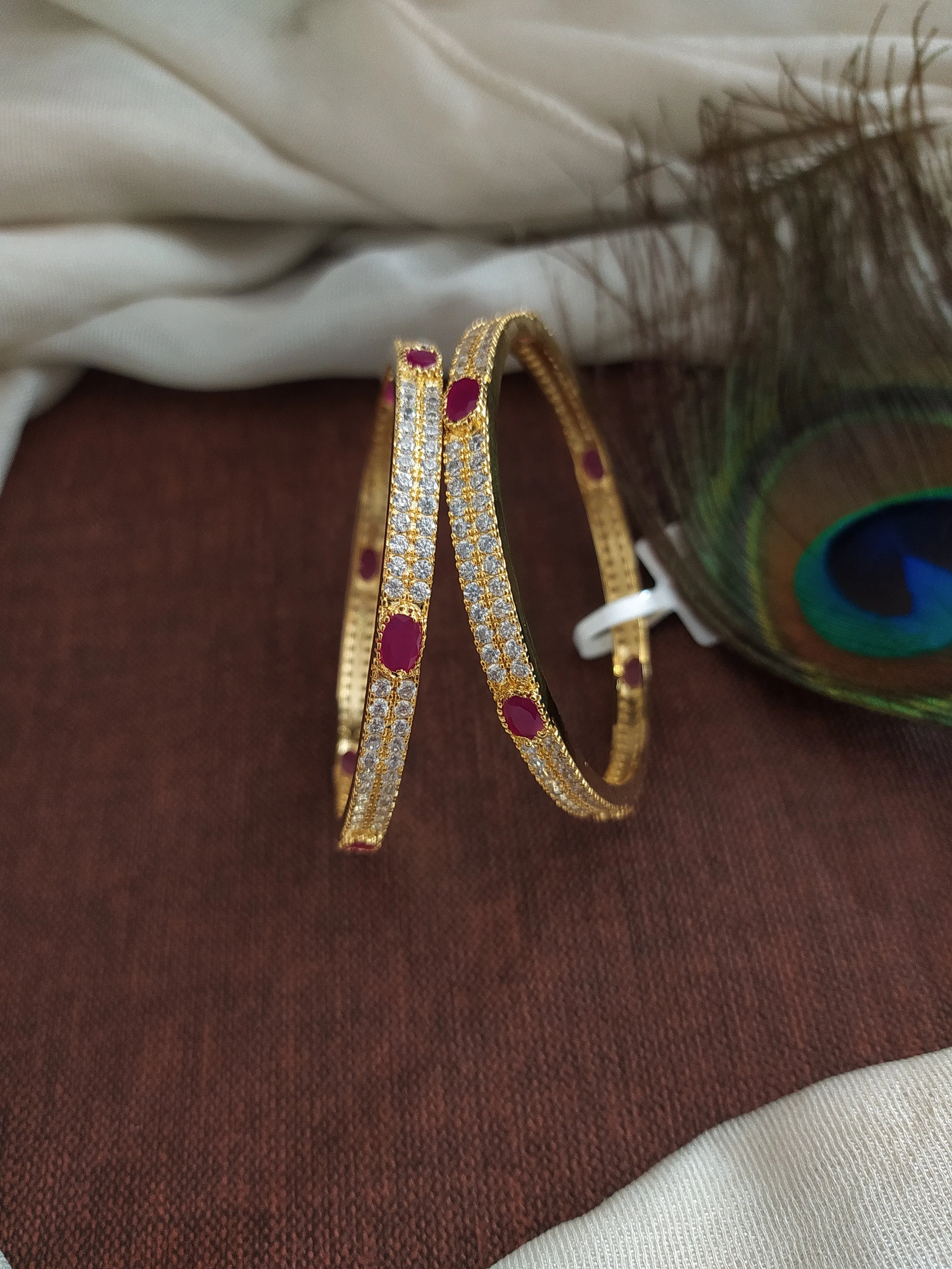 Shimmering Gold Plated Amazing Zircon Bangles