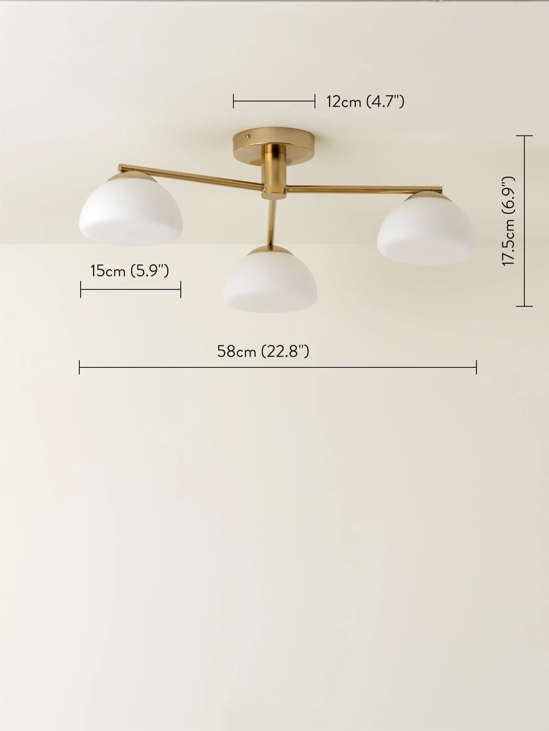 Silio - 3 light brass and opal flush