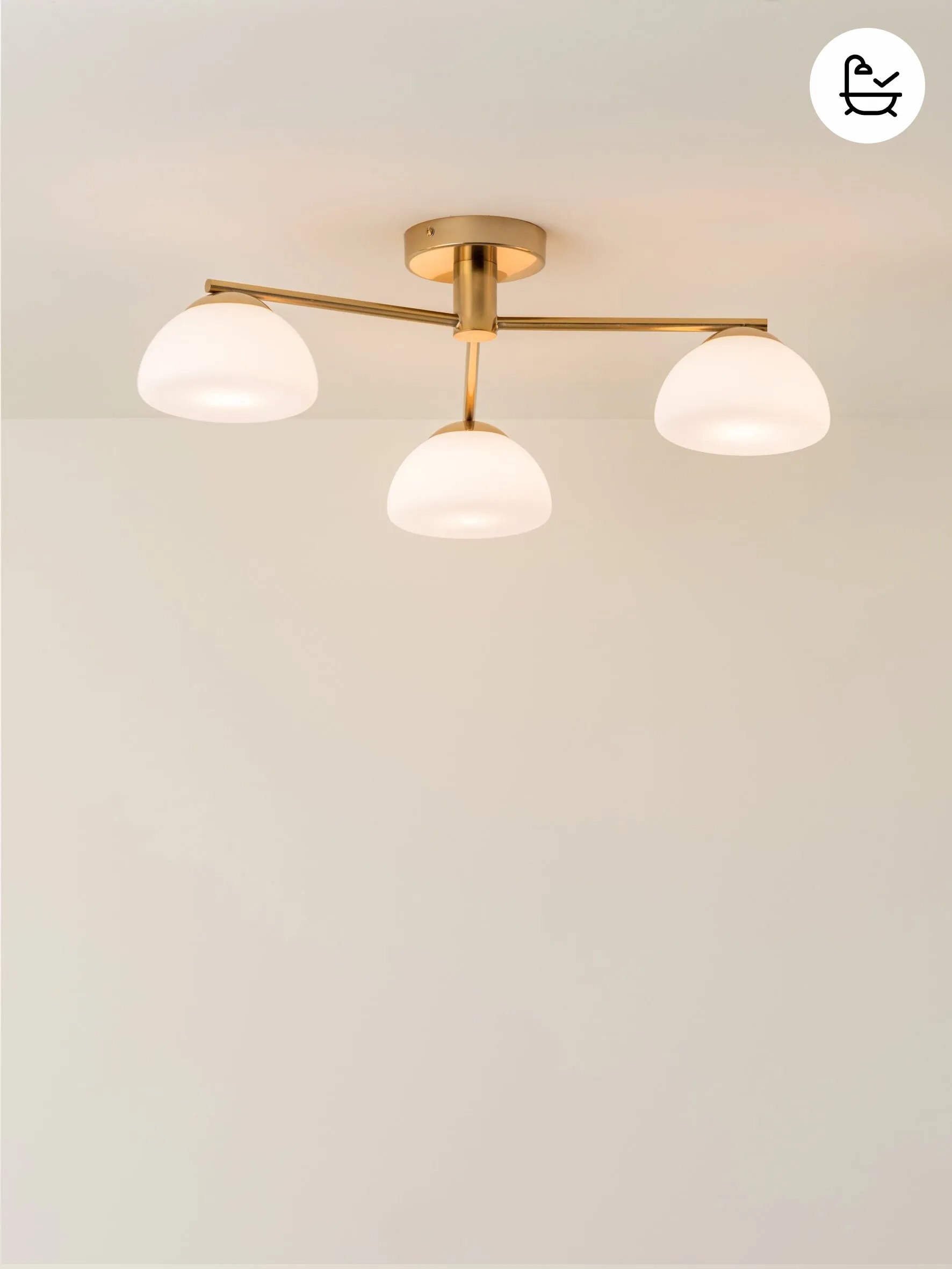 Silio - 3 light brass and opal flush