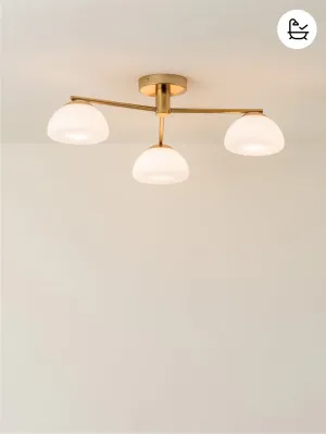 Silio - 3 light brass and opal flush