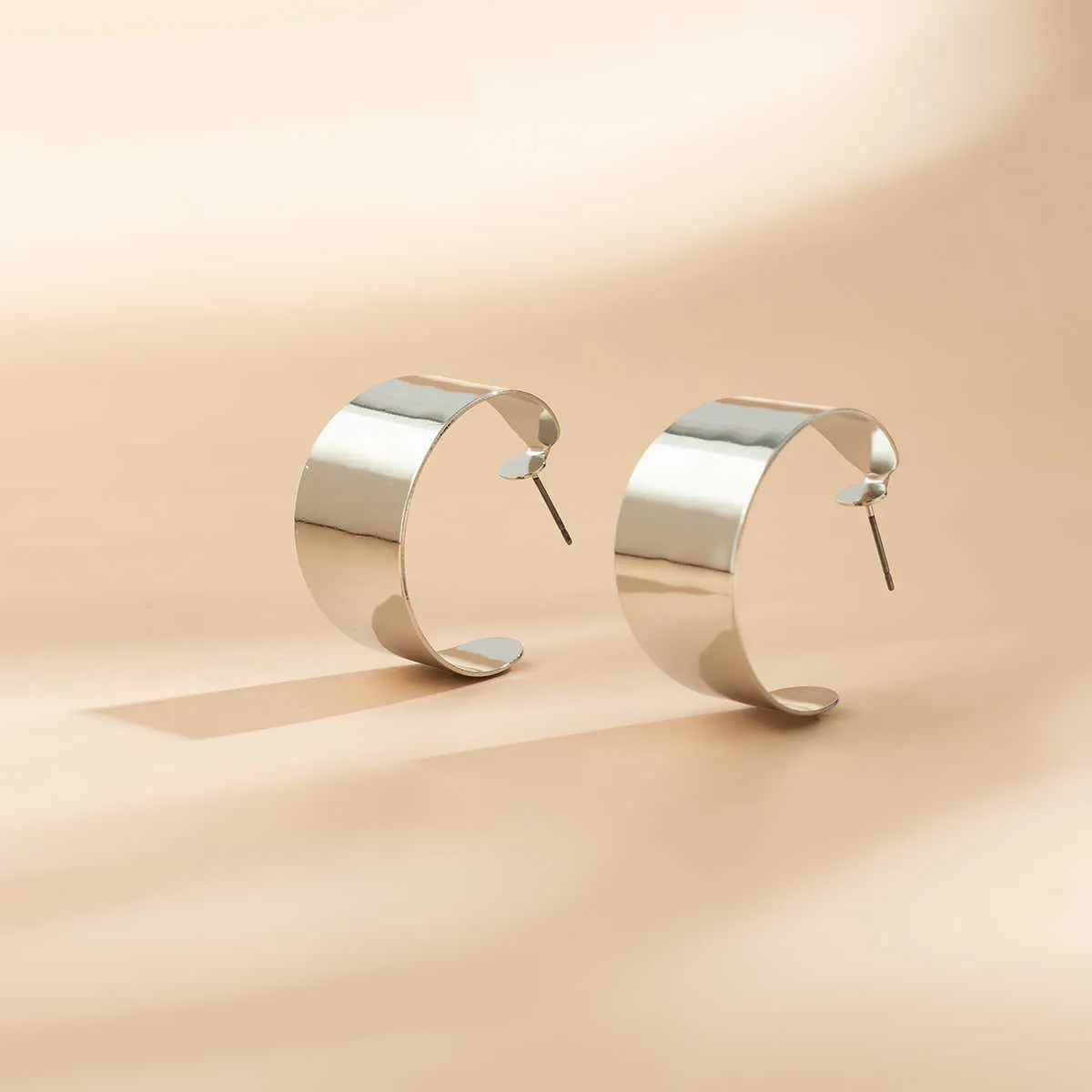 Silver Round Hoop Earrings for Women