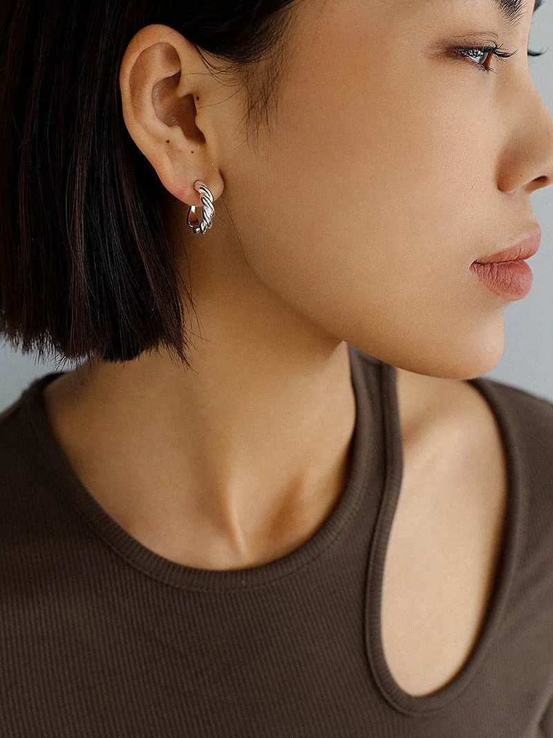 Simple Fried Dough Twists Hoop Earrings