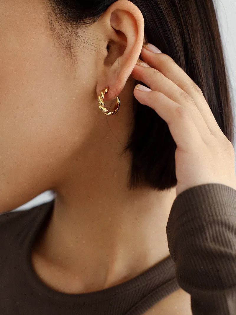 Simple Fried Dough Twists Hoop Earrings