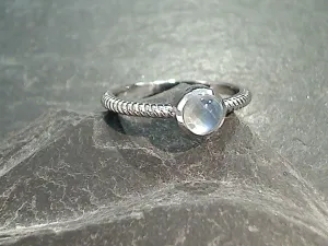 Size 6 Moonstone, Rhodium Plated Sterling Silver Ring