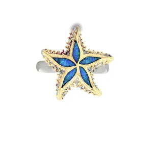 Small Spikey Starfish Ring, Sterling