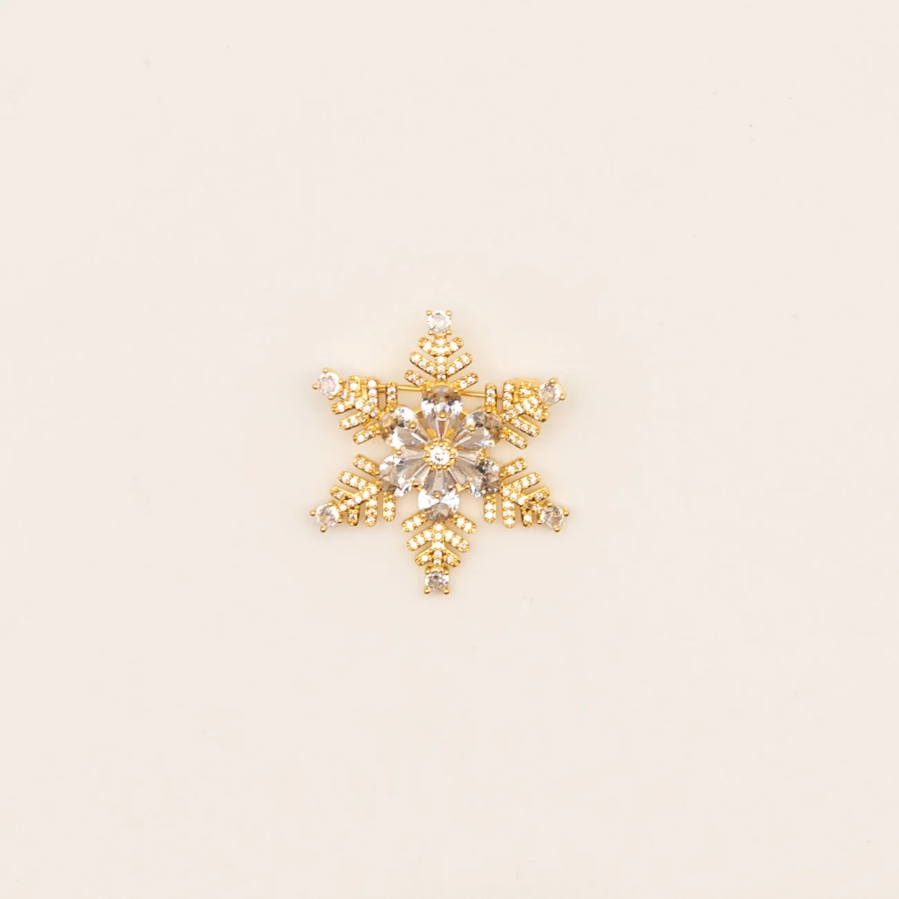 Snowflake Crystal Floral Brooch