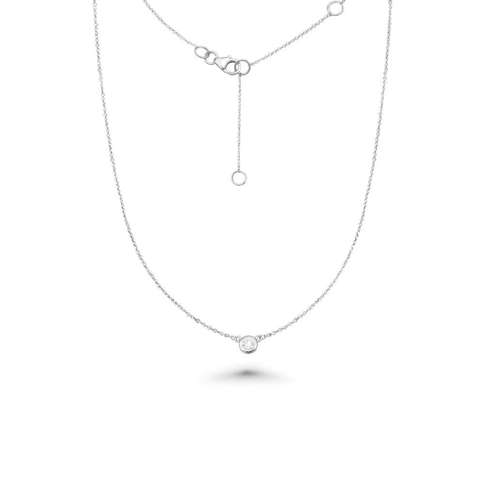 Solitaire Diamond Chain Necklace (0.40 ct.) Bezel Set in 14K Gold