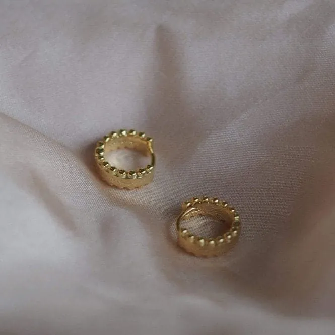 Stacked Beaded Hoop Huggie 18ct Gold Plated Earrings EB8024_GP