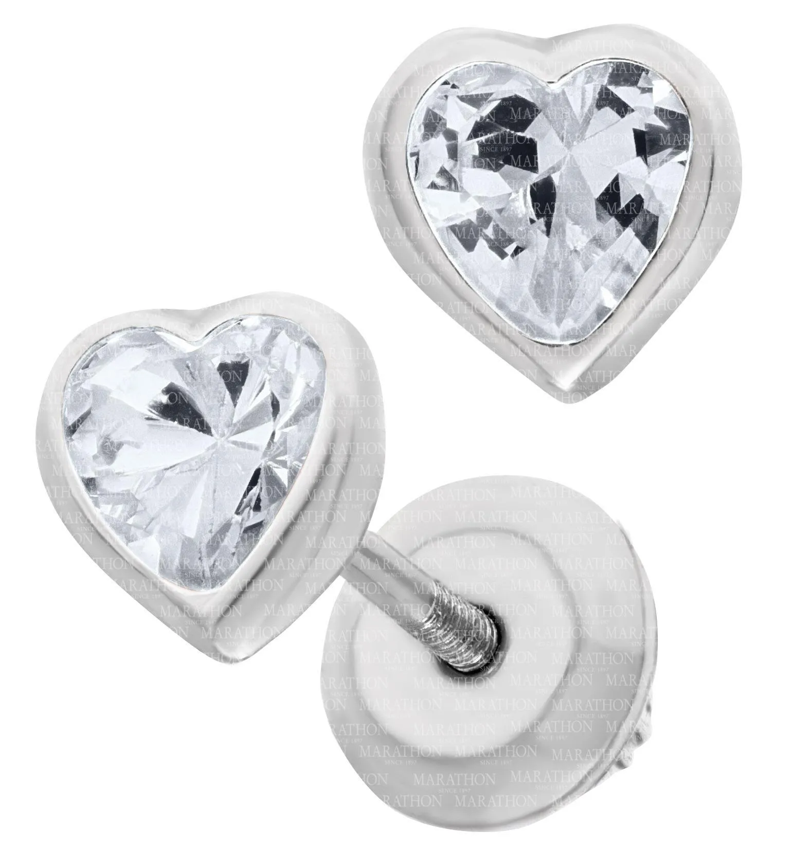 Sterling Silver April Birthstone Heart Earrings