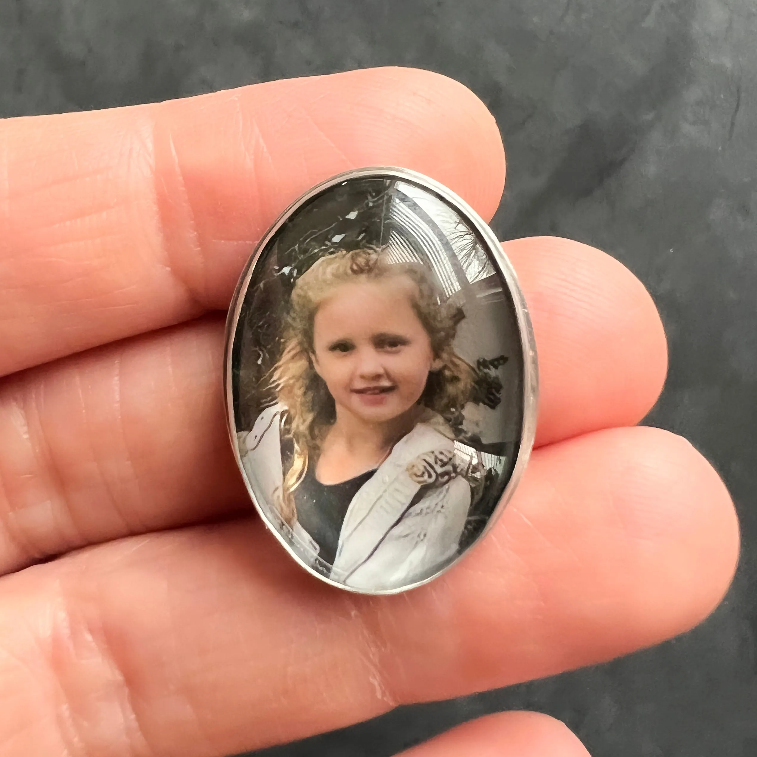 Sterling Silver Photo Brooch — Perfect Customized Gift for Mother's Day for Mom or Grandmom or New Mom!  Sterling Silver Pin with Real Photo