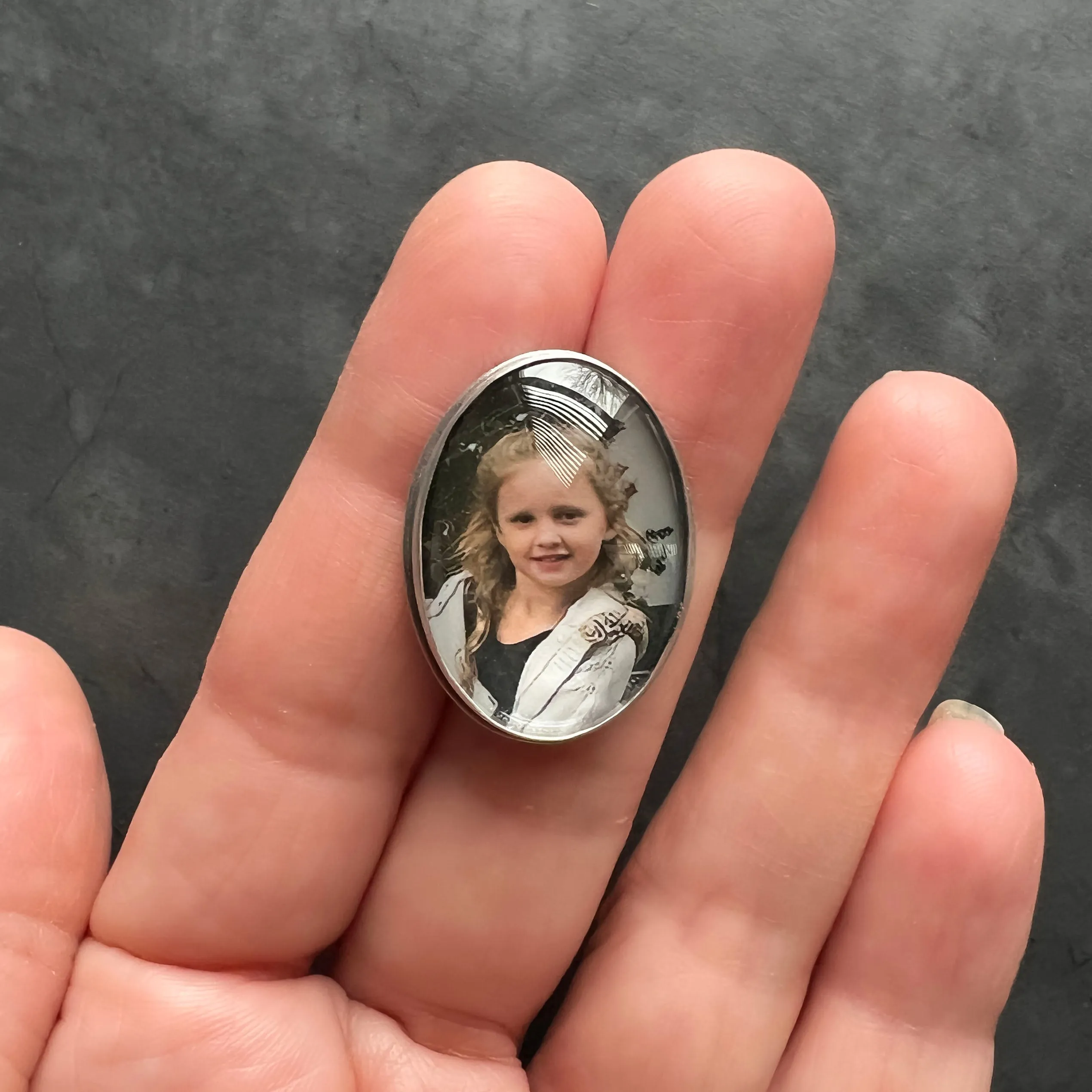 Sterling Silver Photo Brooch — Perfect Customized Gift for Mother's Day for Mom or Grandmom or New Mom!  Sterling Silver Pin with Real Photo