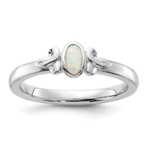 Sterling Silver Stackable Expressions Created Opal Oval Ring