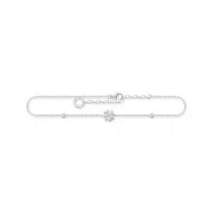 Sterling Silver White Cloverleaf Anklet AK0023-051-14