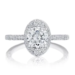 Tacori 18K White Gold Round Oval Bloom Engagement Ring HT2576RDOV65W