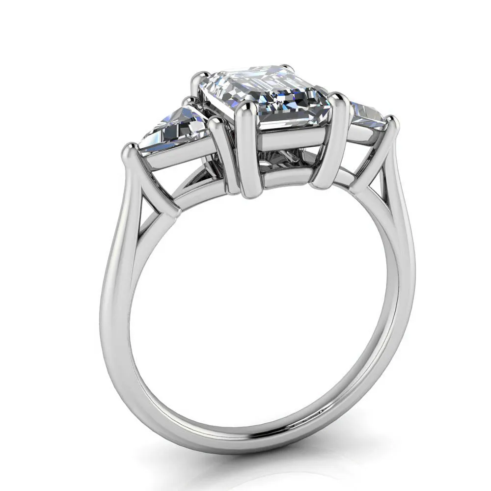 Three Stone Engagement Ring Emerald Cut - Simona