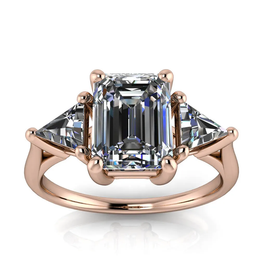 Three Stone Engagement Ring Emerald Cut - Simona