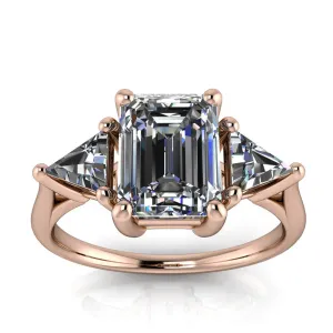 Three Stone Engagement Ring Emerald Cut - Simona