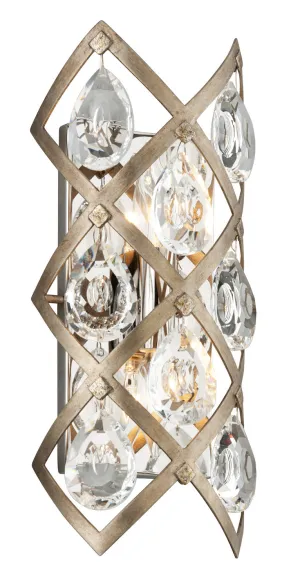 Tiara 2-Light Wall Sconce in Vienna Bronze with Clear Crystal