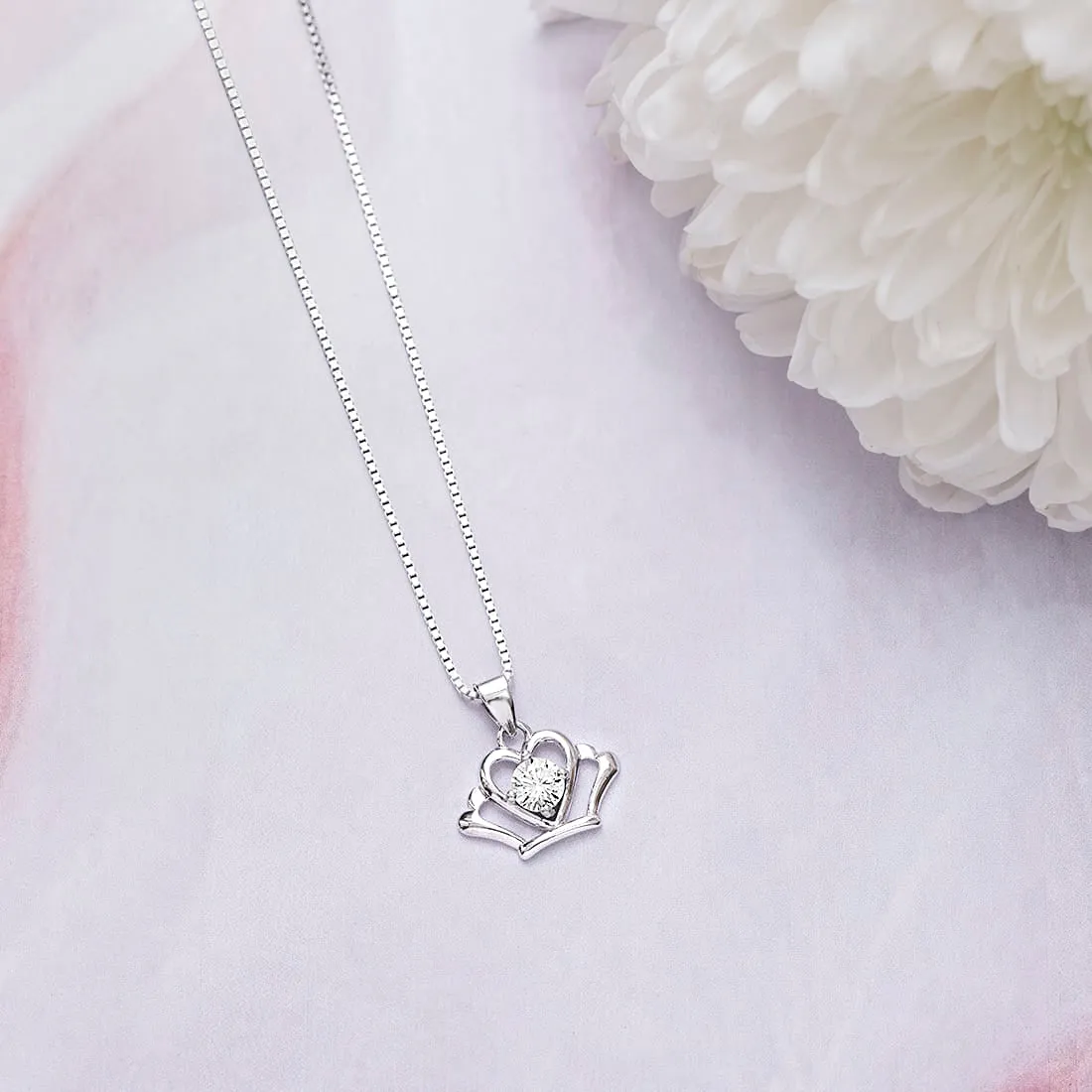 Tiara CZ 925 Sterling Silver Pendant with Chain