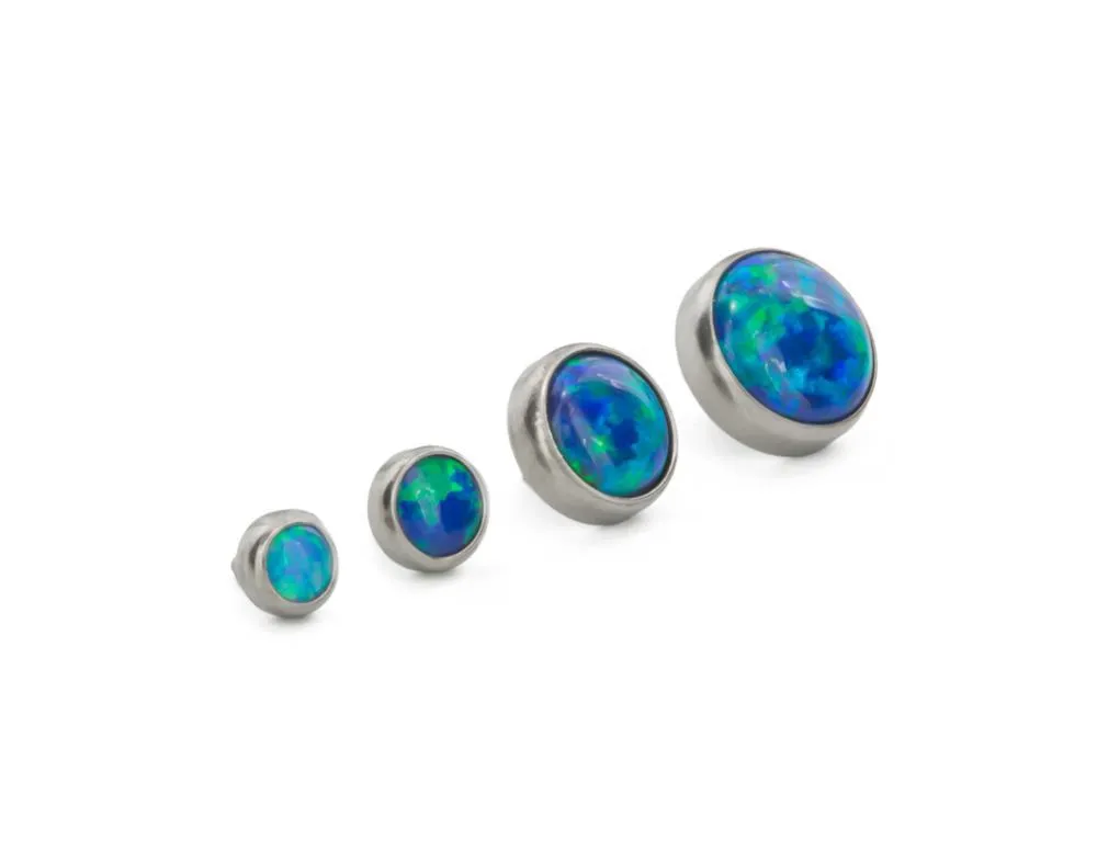 Tilum 18g - 16g Internally Threaded Titanium Anodized Flat Opal Top - Price Per 1