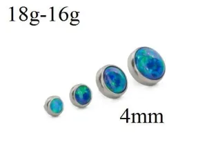 Tilum 18g - 16g Internally Threaded Titanium Anodized Flat Opal Top - Price Per 1