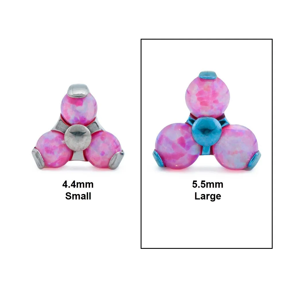 Tilum 18g-16g Internally Threaded Titanium Opal Trinity Top - Small - Price Per 1