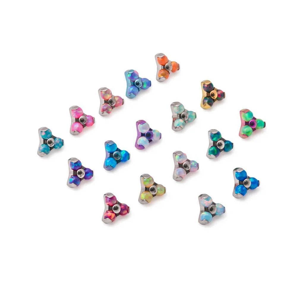 Tilum 18g-16g Internally Threaded Titanium Opal Trinity Top - Small - Price Per 1