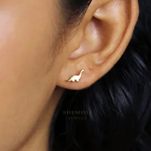 Tiny Dinosaur Stud Earrings, Gold, Silver SHEMISLI - SS122 LR