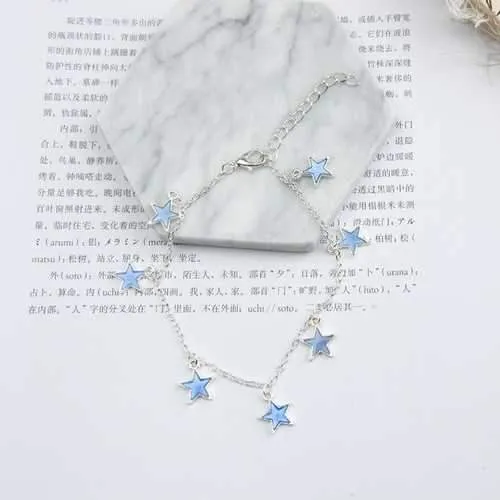 Trendy Luminous Blue Star Anklet Foot Chain Barefoot Sandal