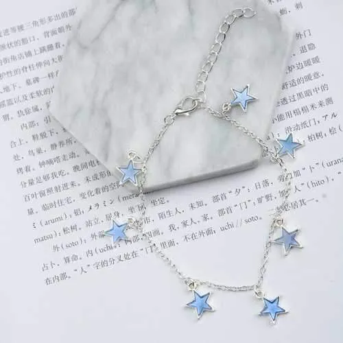 Trendy Luminous Blue Star Anklet Foot Chain Barefoot Sandal