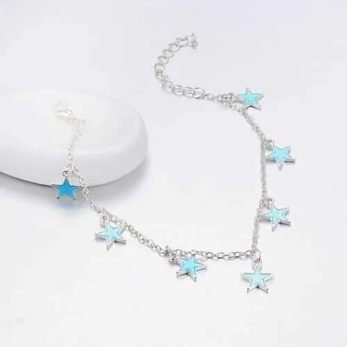 Trendy Luminous Blue Star Anklet Foot Chain Barefoot Sandal