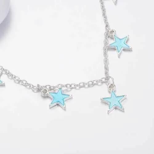 Trendy Luminous Blue Star Anklet Foot Chain Barefoot Sandal