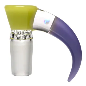 Unity Glassworks - 3 Hole Opal Horn Slide - 14mm - CFL Yoshi & Purple Satin