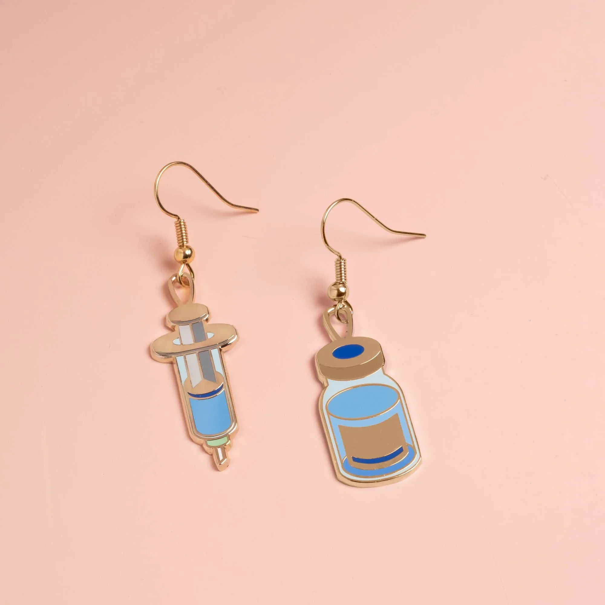 Vaccine Syringe and Vial (mixed set) Drop Earrings