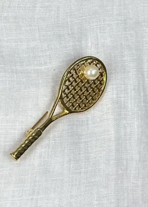 Vintage Brooch Tennis Rocket