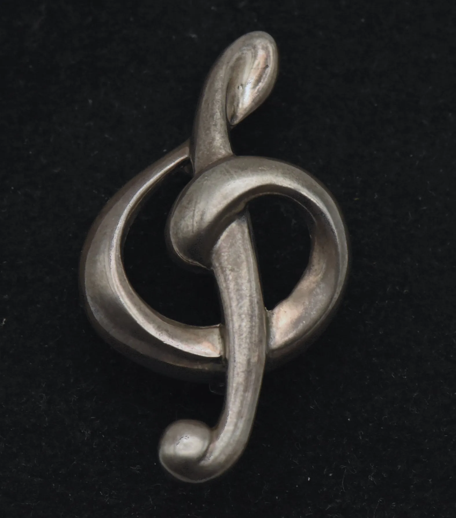 Vintage Sterling Silver Treble Clef Brooch